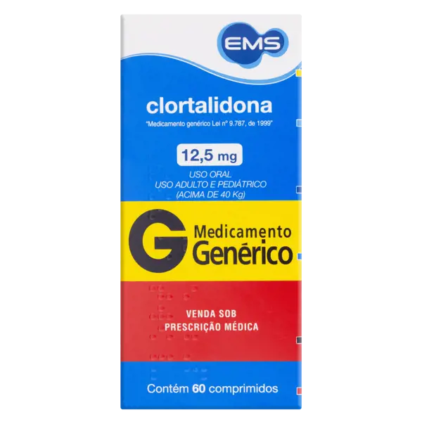 Clortalidona 12,5Mg 60Cpr - Ems Generico - 7896004706375