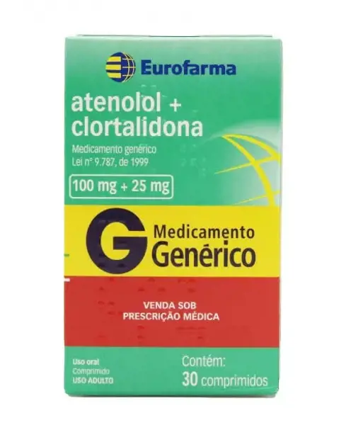 Atenolol+Clortalidona 100+25Mg 30Cpr - Eurofarma Generico - 7891317444747