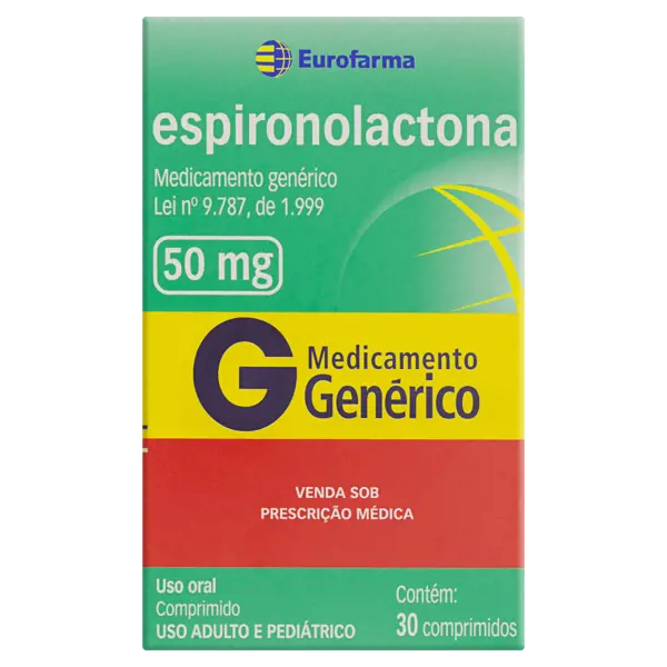 Espironolactona 50Mg 30Cpr - Eurofarma Generico - 7891317431334