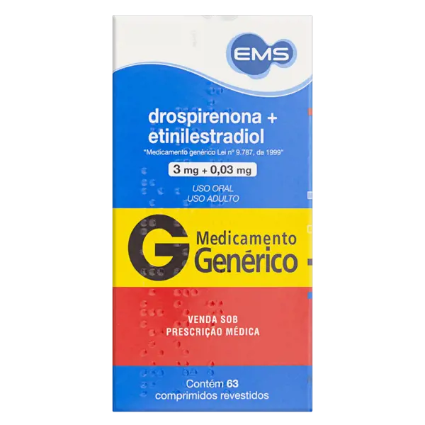 Drospirenona+Etinilestradiol 3+0,03Mg 63Cpr Rev - Ems Generico - 7896004755878