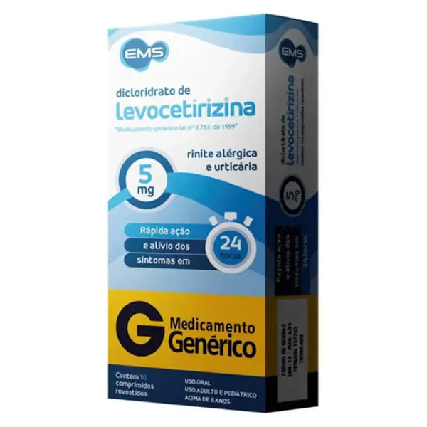 Levocetirizina 5Mg 10Cpr Rev - Ems Generico - 7896004757353