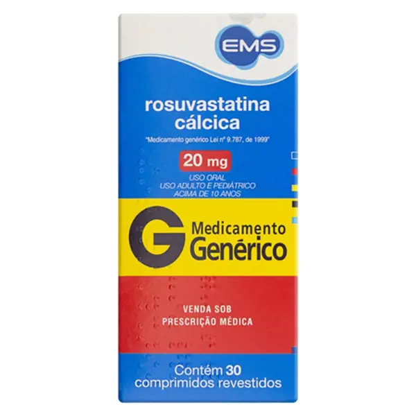 Rosuvastatina 20Mg 30Cpr Rev - Ems Generico - 7896004728858