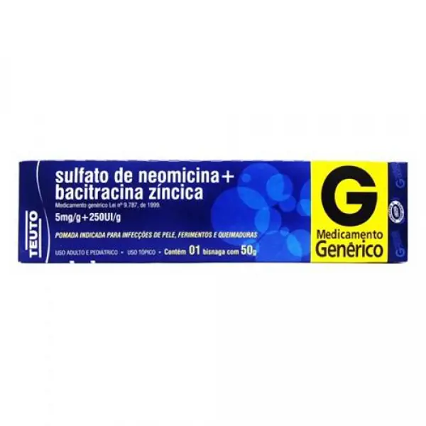 Neomicina+Bacitracina Zincica 5Mg+250Ui/G Pom 50G - Teuto - 7896112133902