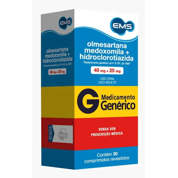 Olmesartana Medox.+Hidroclorotiazida 40+25Mg 30Cpr Rev - Ems Generico - 7896004750354