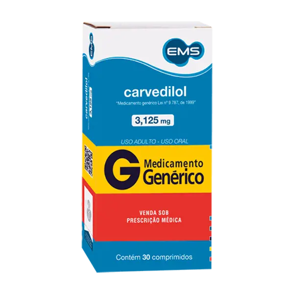 Carvedilol 3,125Mg 30Cpr - Ems Generico - 7896004731261