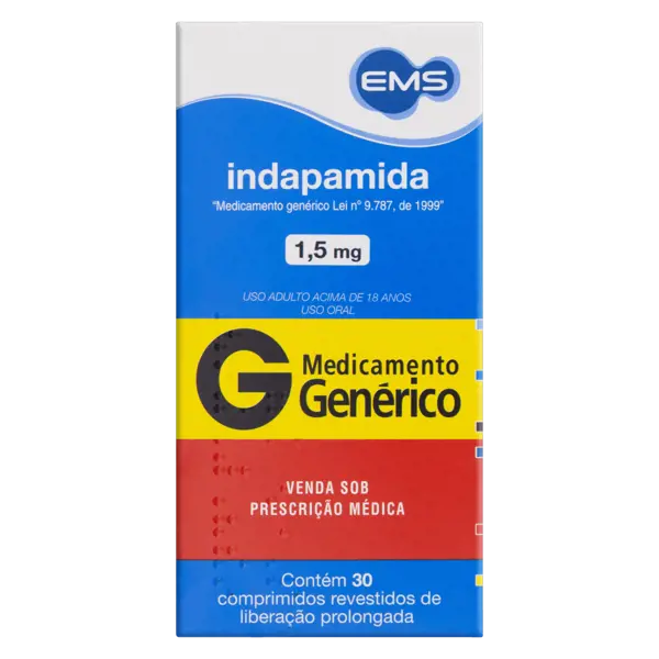 Indapamida 1,5Mg 30Cpr Rev - Ems Generico - 7896004728827