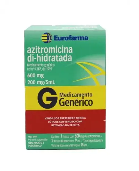 Azitromicina 600Mg Po Susp 9Ml+Dil+Seringa Dosador (Ac) - Eurofarma Generico - 7891317102012