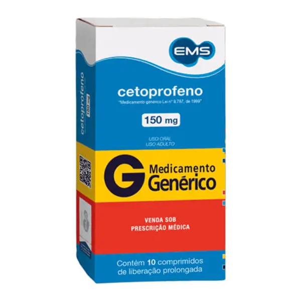 Cetoprofeno 150Mg 10Cpr Lib Prol - Ems Generico - 7896004752525