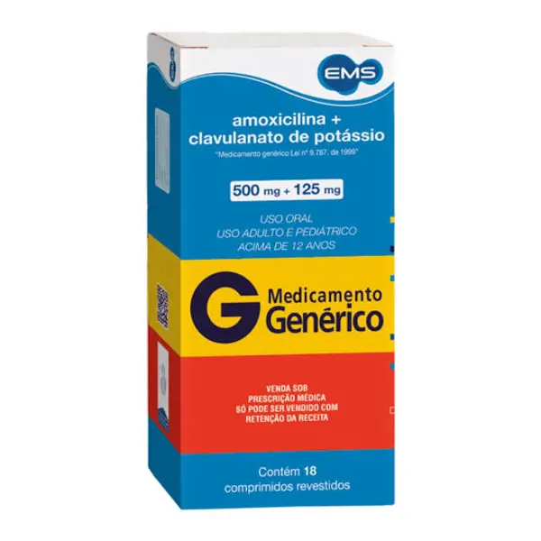 Amox+Clav 500+125Mg 18Cpr Rev (Ac) - Ems Generico - 7896004703411