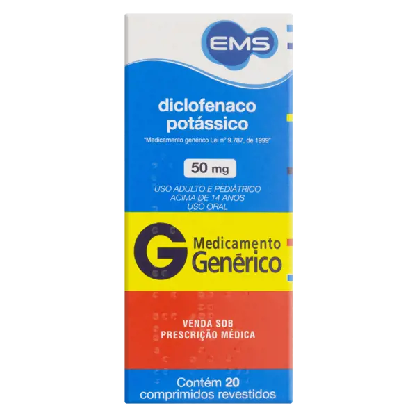 Diclofenaco Potassico 50Mg 20Cpr Rev - Ems Generico - 7896004701820