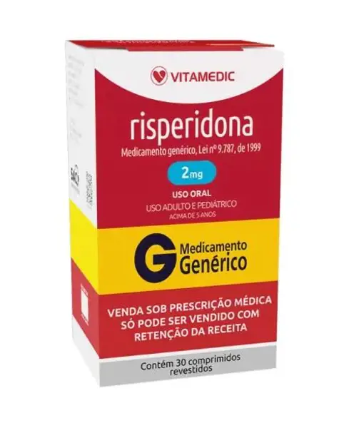 Risperidona 2Mg 30Cpr Rev (C1) - Vitamedic - 7898049797745