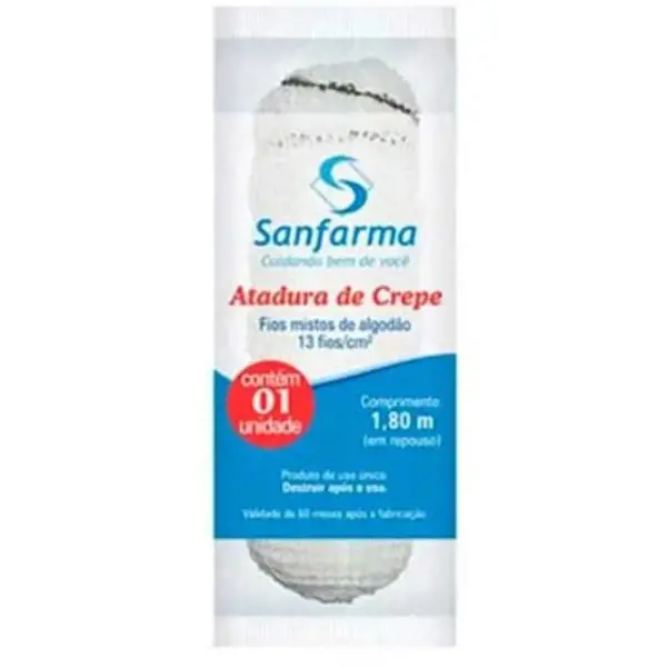 Atadura Crepe 8Cmx1,8M 1Und - Sanfarma - 7898108641170