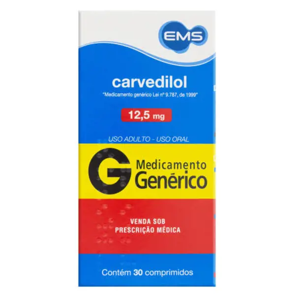 Carvedilol 12,5Mg 30Cpr - Ems Generico - 7896004731308