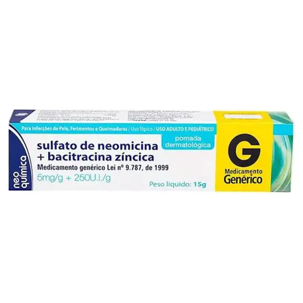 Neomicina+Bacitracina 5Mg+250Ui/G Pom Derm 15G (Ac) - Neo Quimica - 7896714217116