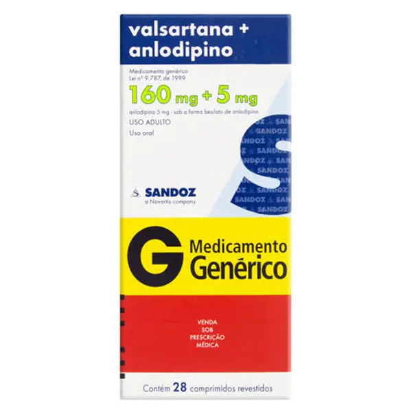 Valsartana+Anlodipino 160+5Mg 28Cpr Rev - Sandoz - 7897595634917