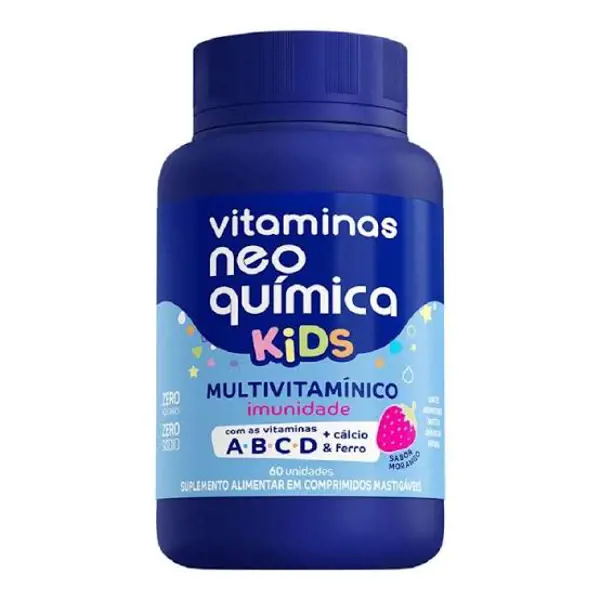 Vit Neo Quimica Mvm Kids Morango 60Cpr Mast. - Neo Quimica - 7896714294209