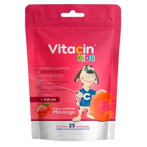 Vitacin Kids Pouch 30Mg 25Gomas Morango - Geolab - 7899095201491