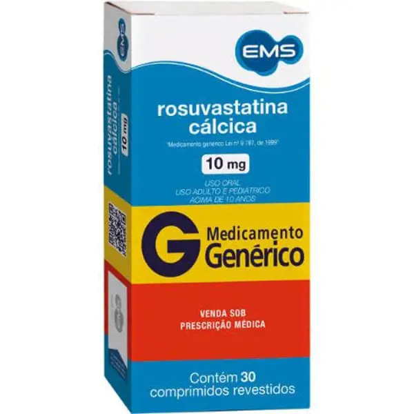 Rosuvastatina 10Mg 30Cpr Rev - Ems Generico - 7896004729640